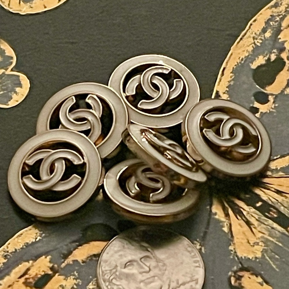 Set of 6 Stamped Chanel Buttons